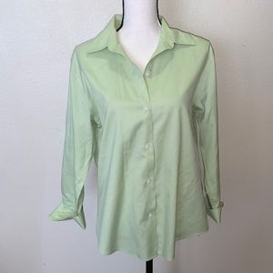 Casual Corner sage green collared button Down shirt